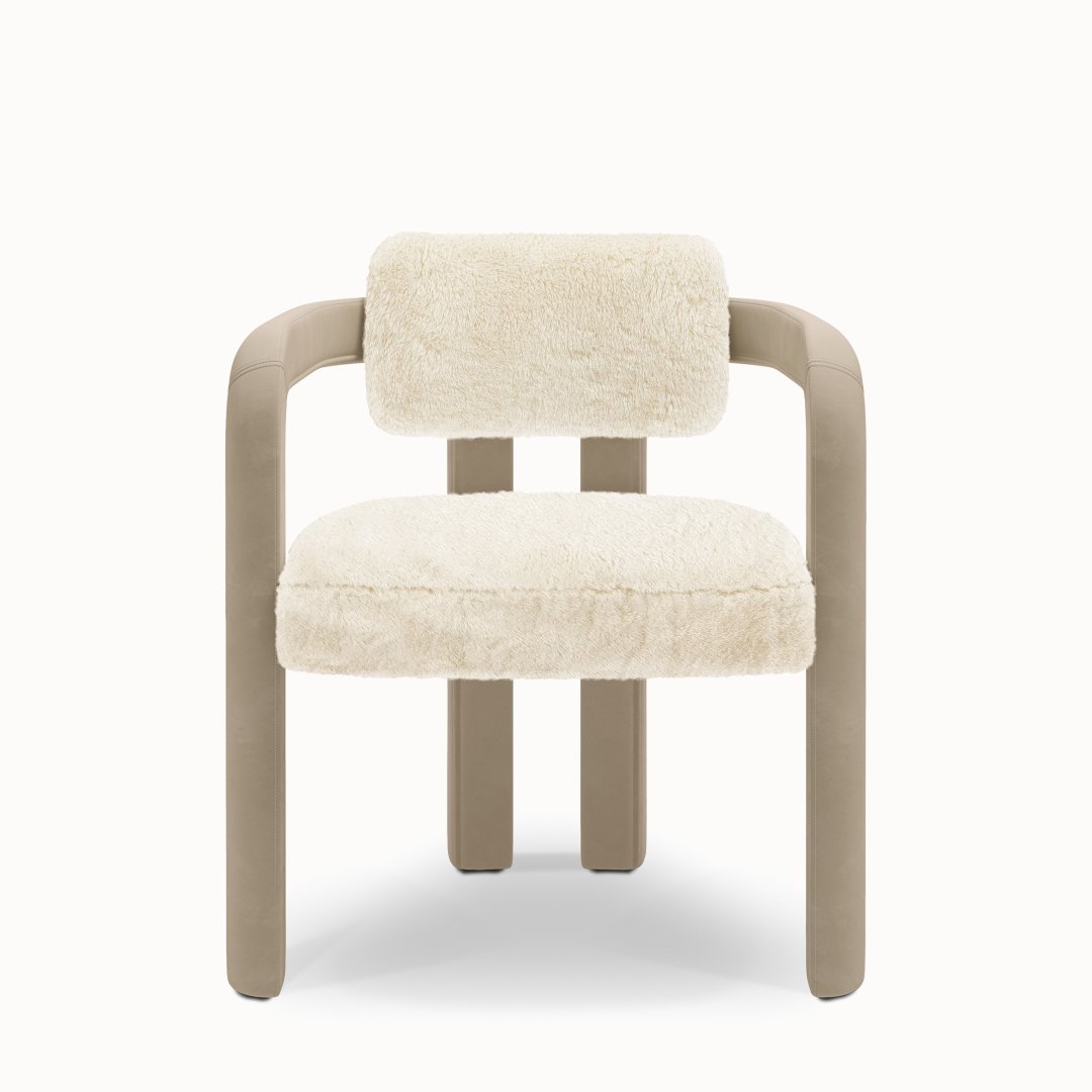 InsidherLand Double Arch Fur & Velvet dining chair