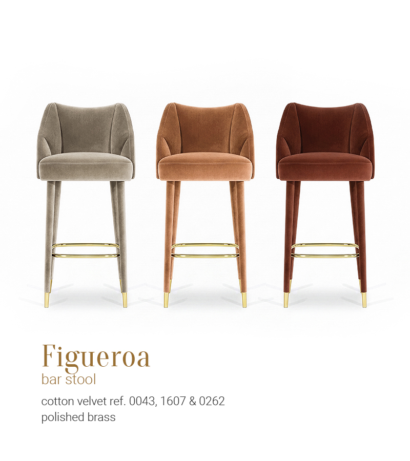 Figueroa bar stool cotton velvet 0043 1607 & 0262 polished brass 01 InsidherLand 2 mobile