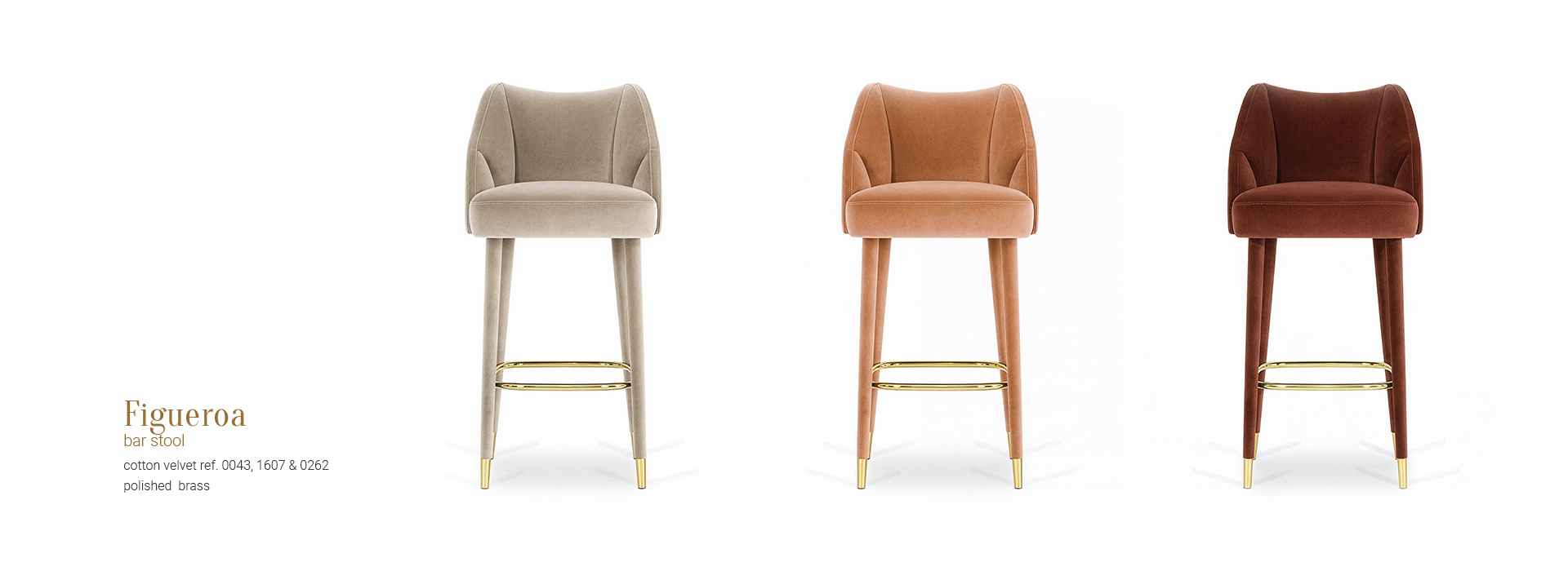 Figueroa bar stool cotton velvet 0043 1607 & 0262 polished brass 01 InsidherLand 