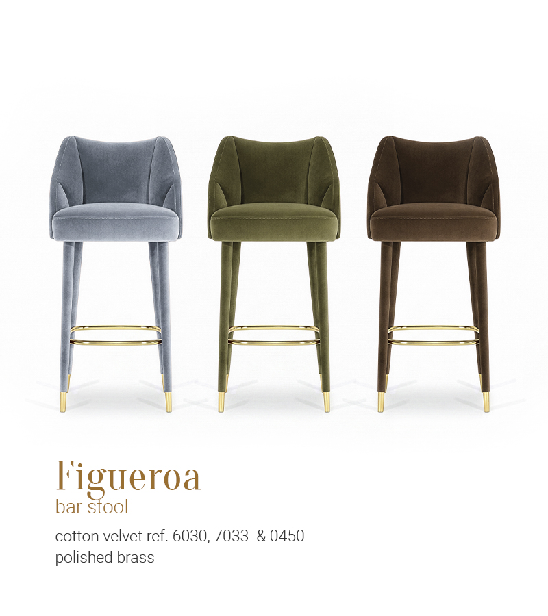 Figueroa bar stool cotton velvet 6030 7033 & 0450 polished brass 01 InsidherLand 2 mobile