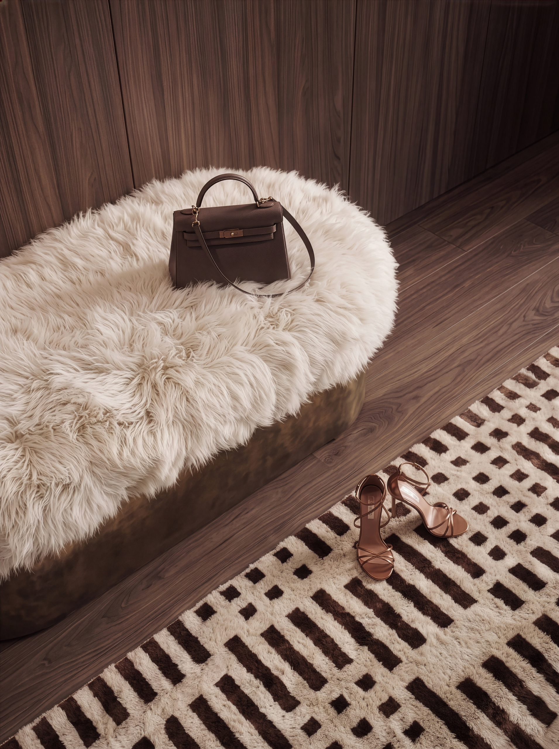 Mid-Century noir Symphony custom bench by InsidherLand by Joana Santos Barbosa