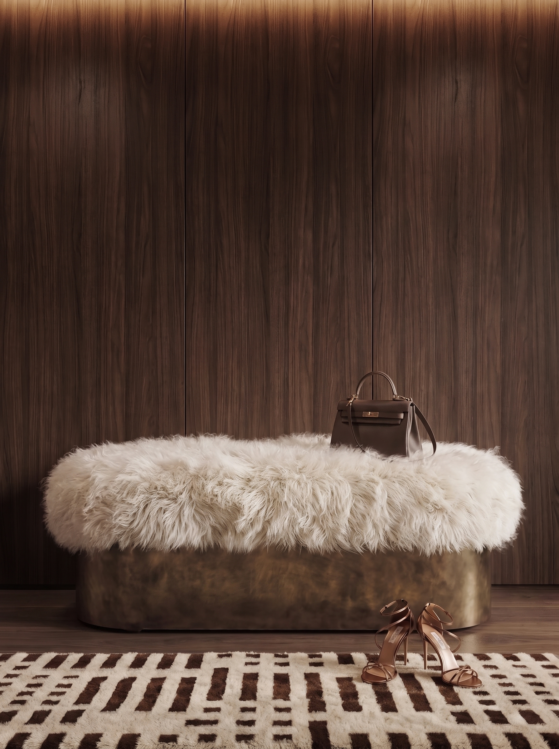 Mid-Century noir Symphony custom bench by InsidherLand by Joana Santos Barbosa